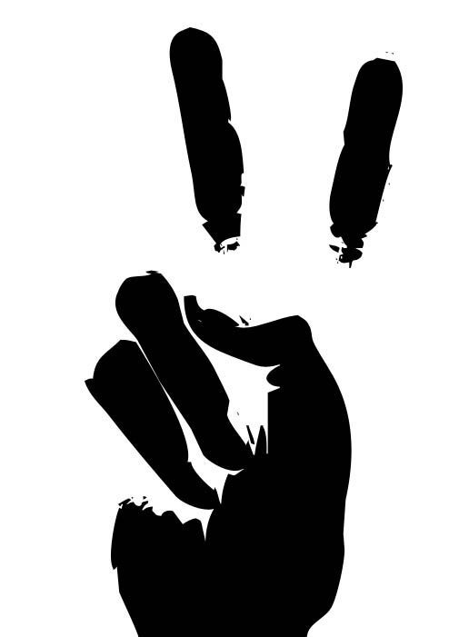 File dxf dello stencil del segno della mano di pace