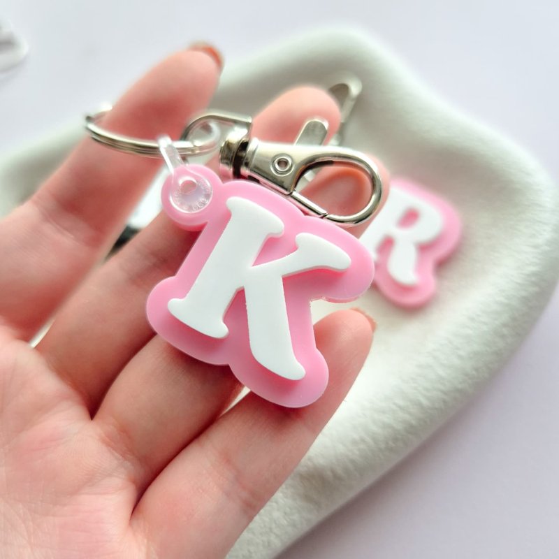 Laser Cut Single Letter Keychain Alphabet Key Ring A-Z