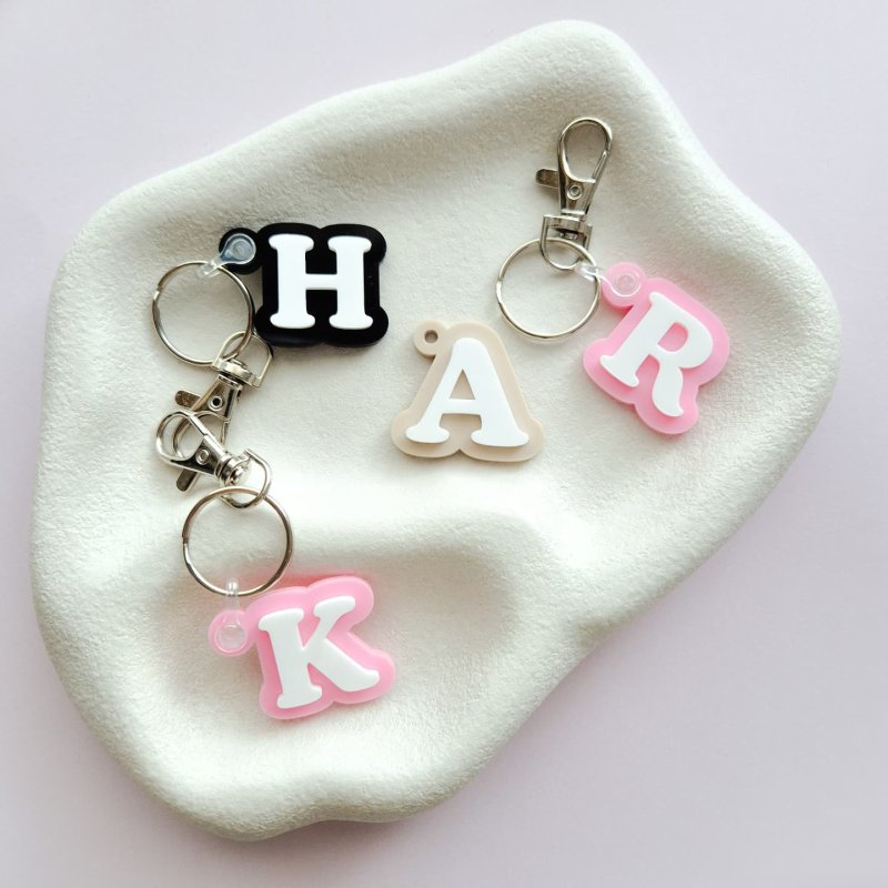 Laser Cut Single Letter Keychain Alphabet Key Ring A-Z