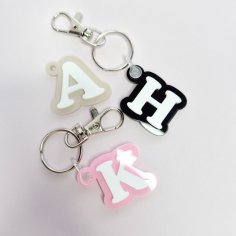 Laser Cut Single Letter Keychain Alphabet Key Ring A-Z