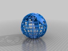 Gridded Globe With Islands Removed 3D Printer Model