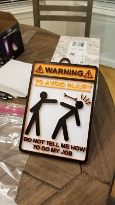 To Avoid Injury Sign! (Single Print) 3D Printer Model