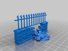 Stone Wall Broken Middle 3D Printer Model