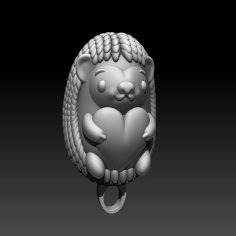 Hedgehog Heart Keychain 3D Printer Model