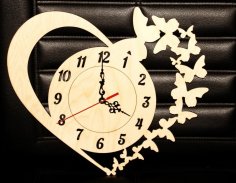 Laser Cut Heart Shaped Butterfly Clock