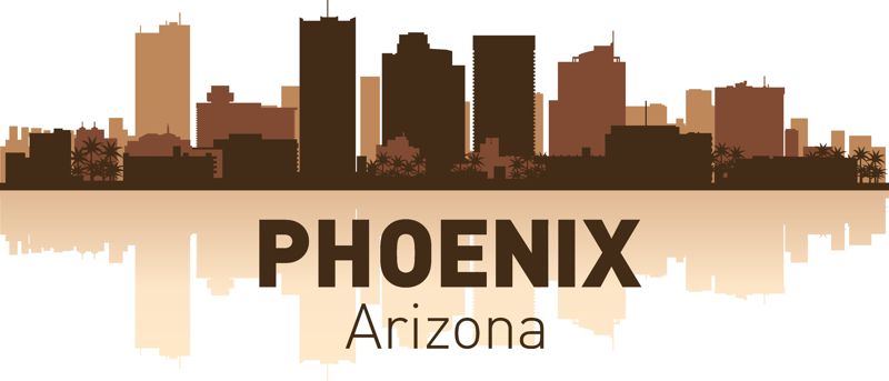Vetor de silhueta da cidade do horizonte de Phoenix Arizona