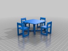 Children’s Table And Chair 1:12 Scale 3D Printer Model