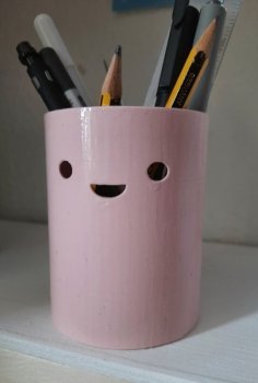 Cute Happy Pencil Holder 3D Printer Model