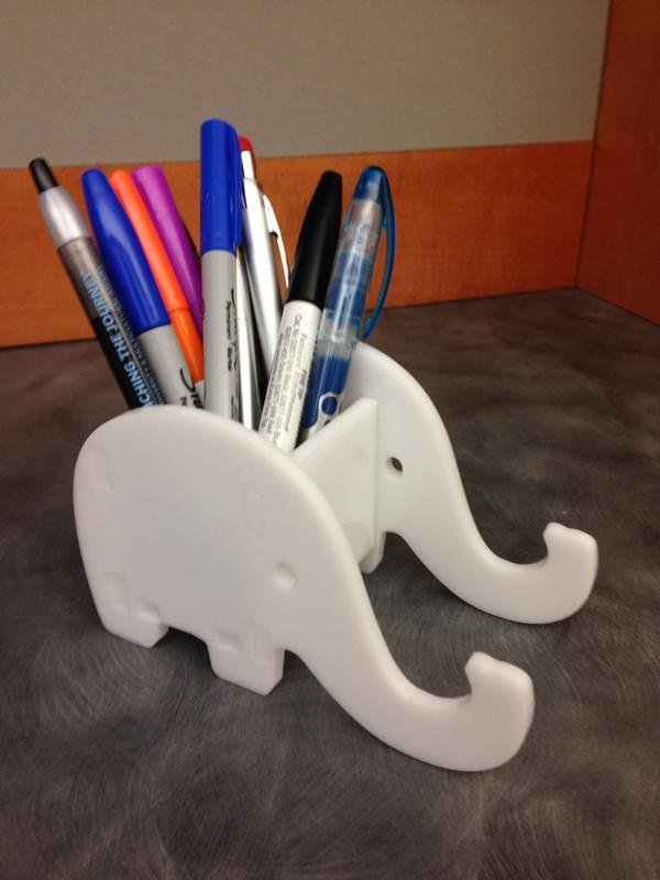 Laser Cut Elephant Phone & Pen Holder