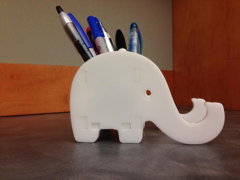 Laser Cut Elephant Phone & Pen Holder