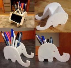 Laser Cut Elephant Phone & Pen Holder