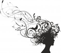 arte vectorial de mujer de pelo rizado