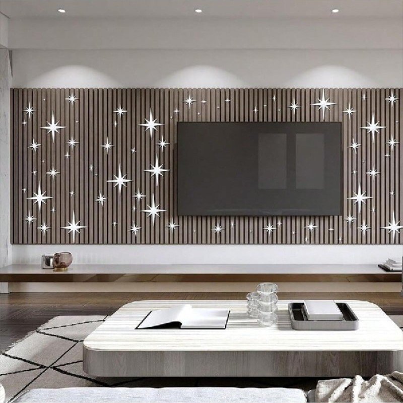 Laser Cut Star Design Mirror Wall Sticker 3D Acrylic Mirror Decal For Home