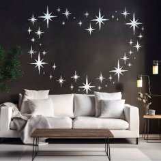 Laser Cut Star Design Mirror Wall Sticker 3D Acrylic Mirror Decal For Home