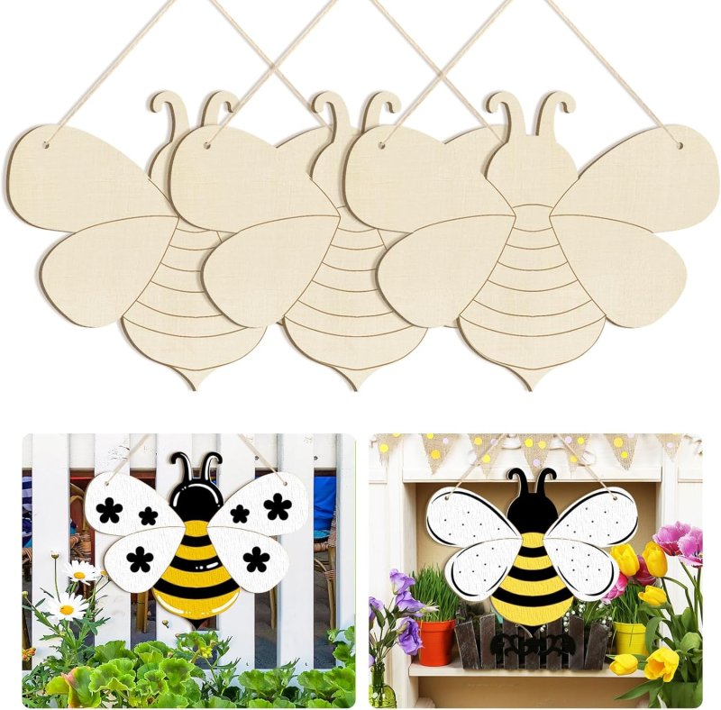 Laser Cut Wooden Spring Ornament Bee DIY Door Hanger