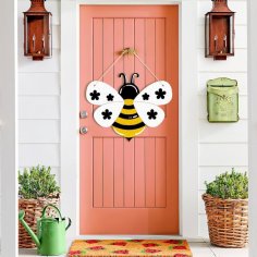 Laser Cut Wooden Spring Ornament Bee DIY Door Hanger
