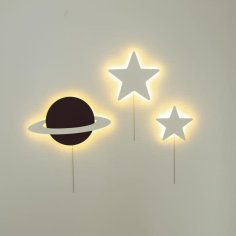 Laser Cut Kids Wall Lamp Saturn and Star Wall Night Light