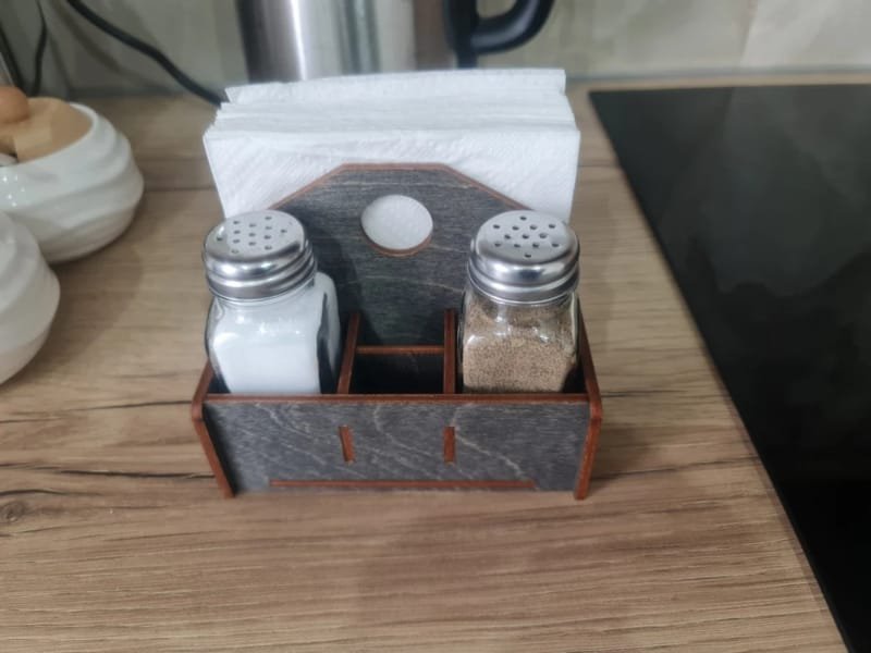 Laser Cut Wooden Salt And Pepper Caddy