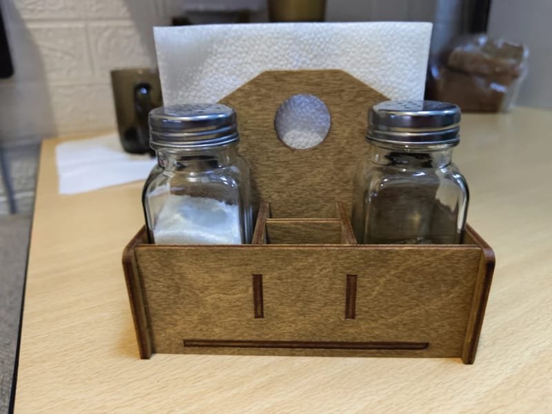 Laser Cut Wooden Salt And Pepper Caddy
