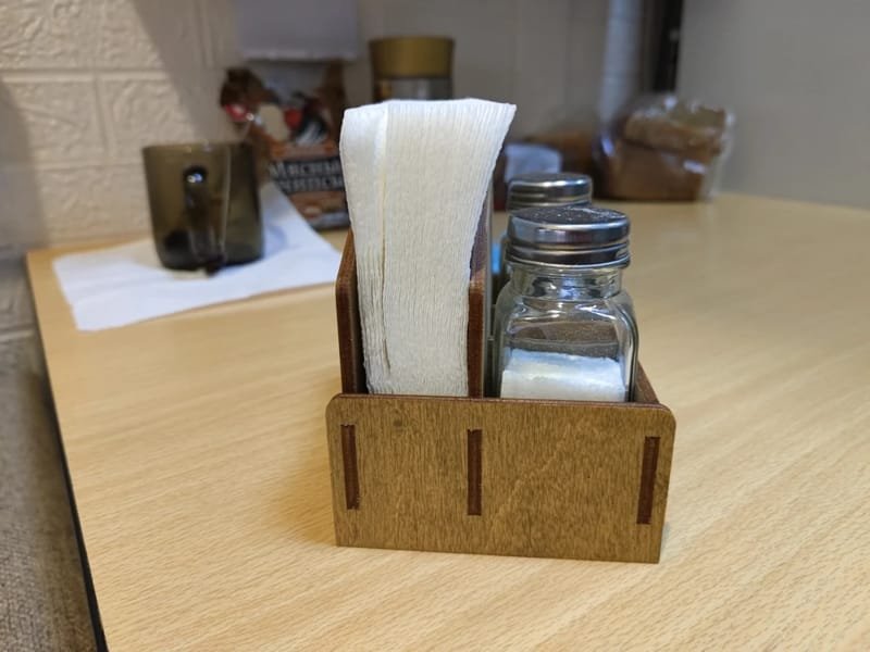 Laser Cut Wooden Salt And Pepper Caddy