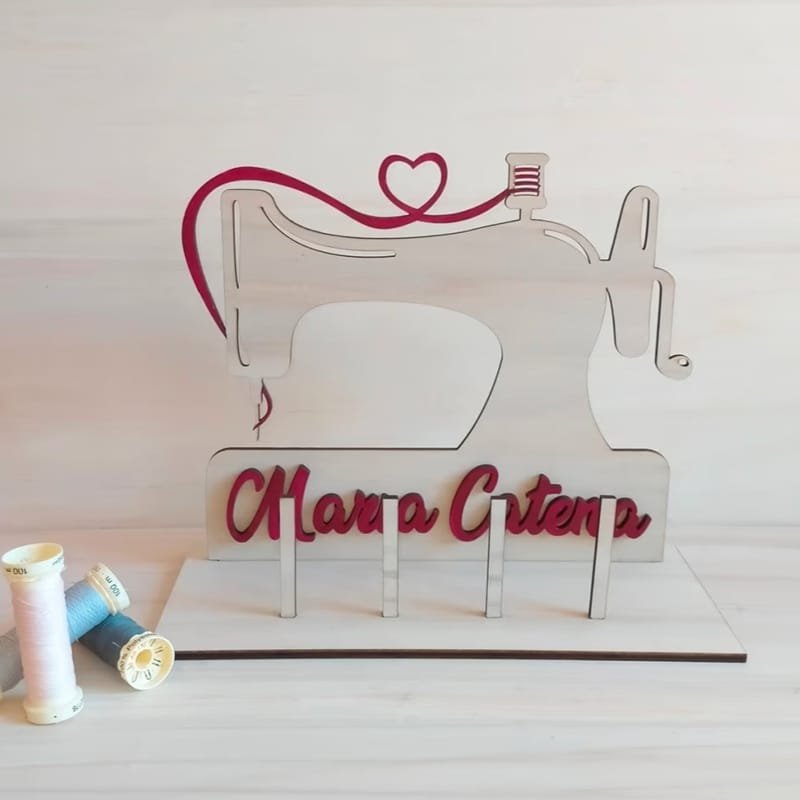 Laser Cut Personalized Sewing Machine Shaped Thread Spool Bobbin Holder