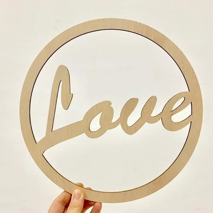 Laser Cut Wooden Love Macrame Wall Hanging Hoop – Love Wooden Sign