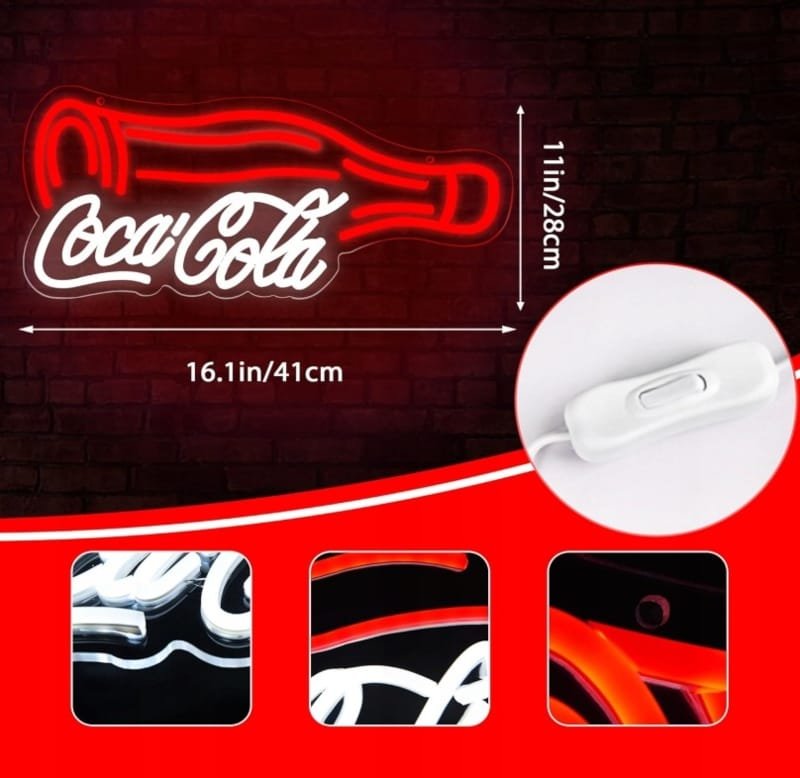 Laser Cut Coca Cola Neon Sign – Coca Cola LED Light – Cola Neon Sign Wall Decor