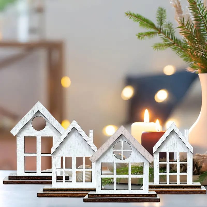 Laser Cut Standing Houses Centerpiece Christmas Village Decorations