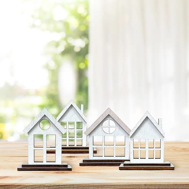 Laser Cut Standing Houses Centerpiece Christmas Village Decorations