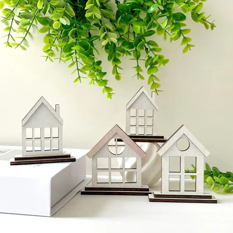 Laser Cut Standing Houses Centerpiece Christmas Village Decorations