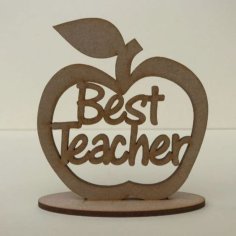 Laser Cut Freestanding Best Teacher Apple Shape Keepsake Thank You Gift
