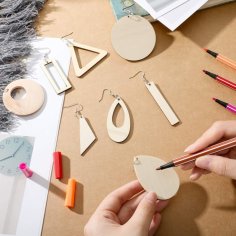Laser Cut Wooden Dangle Earring Making Kit For Diy Craft Party