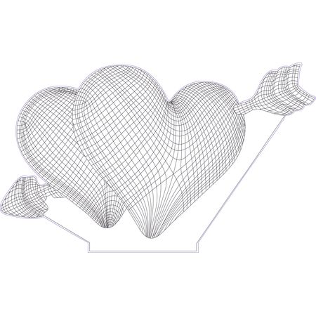 Двойные сердца 3d лампа иллюзия