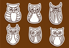 Owl Outline Vectors DXF File