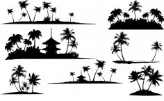 Tropische Inseln Silhouette Vektor