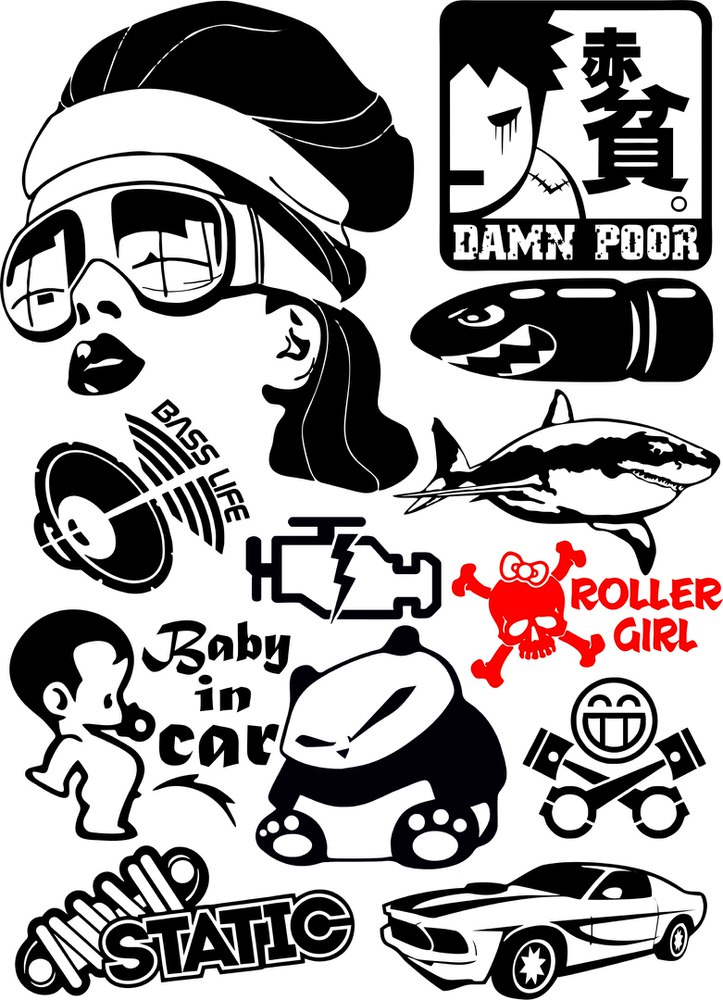 Vinyl stickers Vector Pack Free Vector cdr Download - 3axis.co