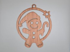 Laser Cut Santa Gingerbread Man Christmas Tree Decoration Free Vector