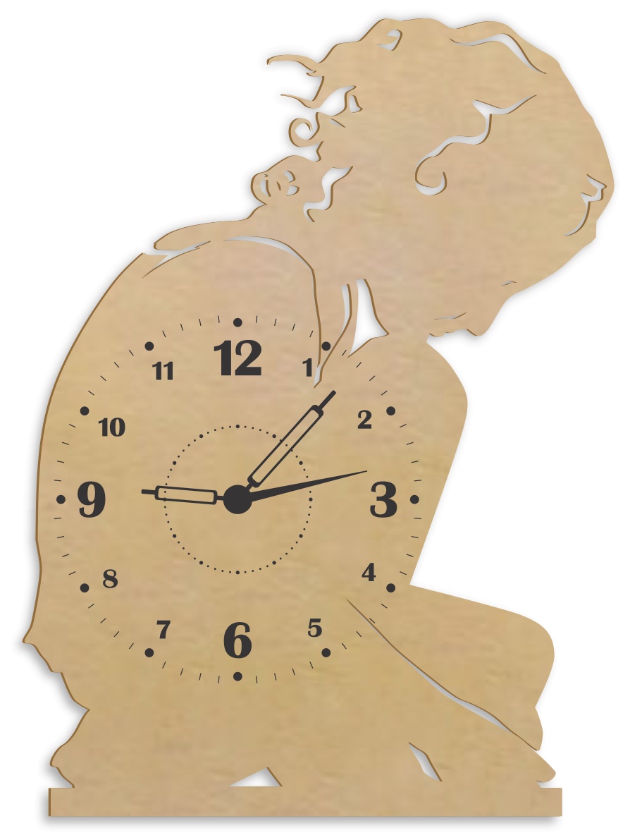 Laser Cut Lonely Girl Wall Clock Wall Decor Free Vector