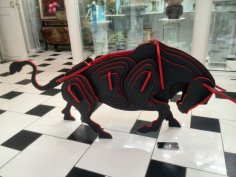 Rompecabezas 3D de toro cortado con láser modelo de madera