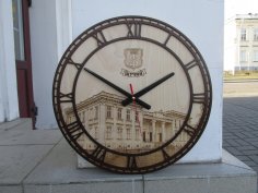 Laser Cut Large Round Wooden Wall Clock 4mm Free Vector