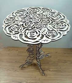 Laser Cut Decor Table With Rose Table Top Free Vector