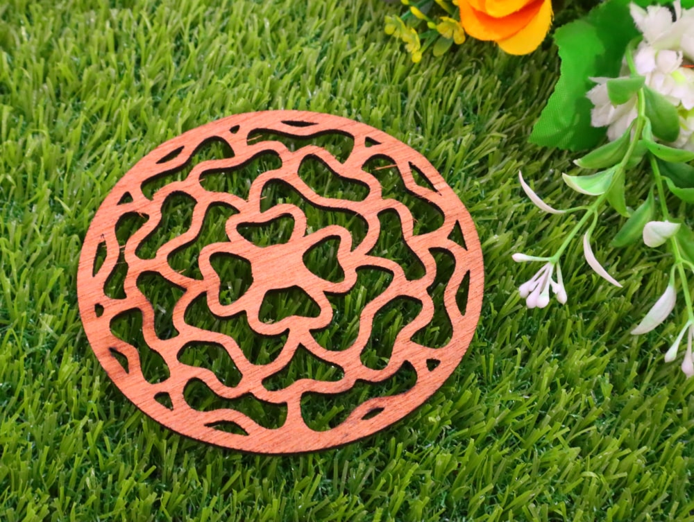 Laser Cut Floral Wooden Coasters Free Vector