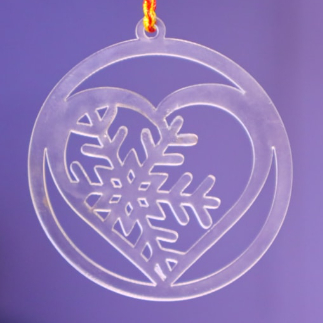 Laser Cut Heart Snowflake Pattern Christmas Tree Ornament Free Vector