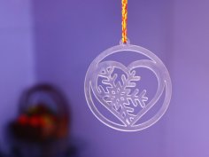 Laser Cut Heart Snowflake Pattern Christmas Tree Ornament Free Vector