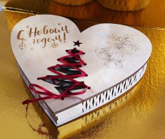 Confezione regalo a forma di cuore di Natale e Capodanno con taglio laser
