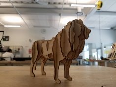 Quebra-cabeça 3D de leão cortado a laser