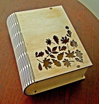 Caja de libro cortada con láser con bisagra viva