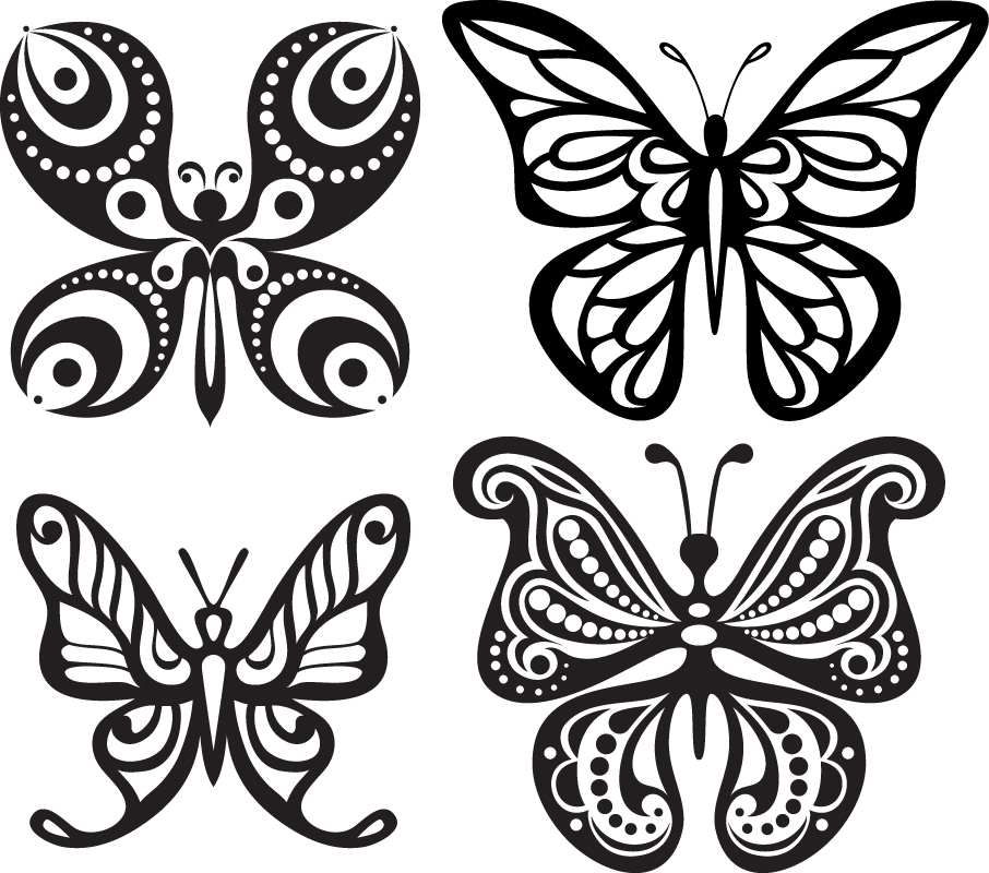 Silhuetas de tatuagem de borboleta