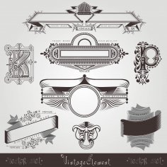 Vintage Engraving Banners With Different Letter And Pattern Free Vector