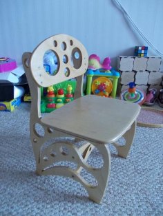 Cadeira alta decorativa para crianças com corte a laser planos de roteador CNC